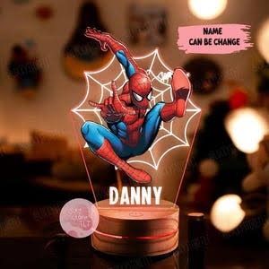 Personalized Full Color Spider-Man LED Lamp With Custom Name