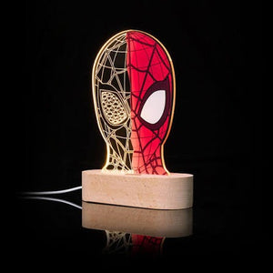 Spider-Man Half Face Mask 3D Illusion LED Lamp - Red & White Line Art