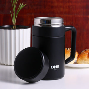 Customiseable Name Text Vacuum-Cup Portable Water-Glass Coffee-Mug Stainless Steel - Black