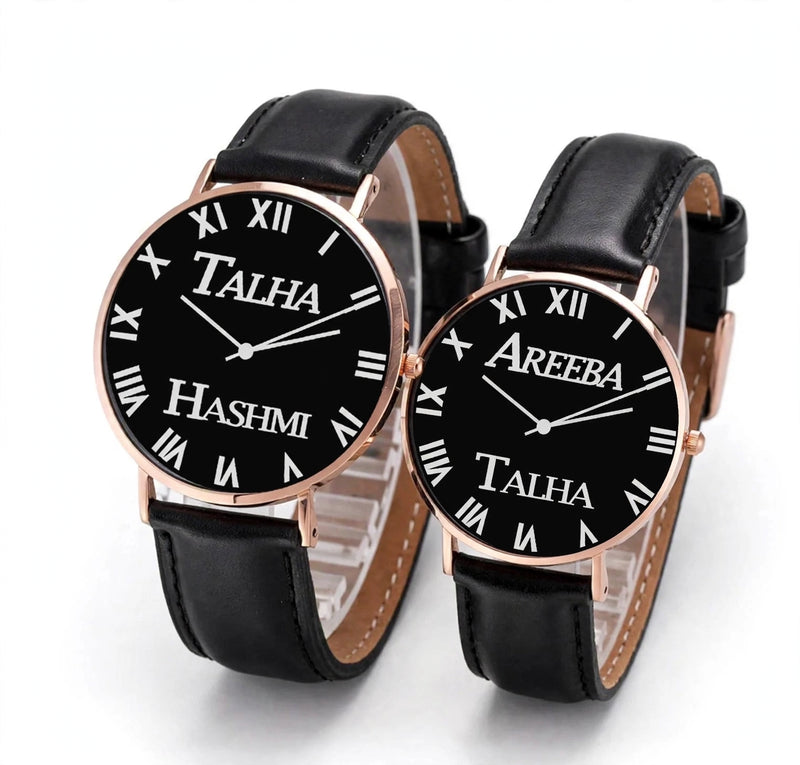 Customized Couple Watches Pair – Personalized Name Watches for Him & Her | His & Hers Gift Set