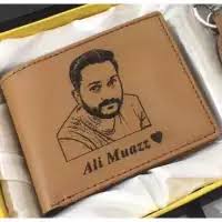 DYO Custom Picture And Name Wallet With Gift Box - In Camel Color