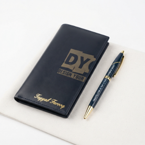 Personalized Black Long Wallet & Pen Gift Set with Gift Box – Custom Name | Pakistan