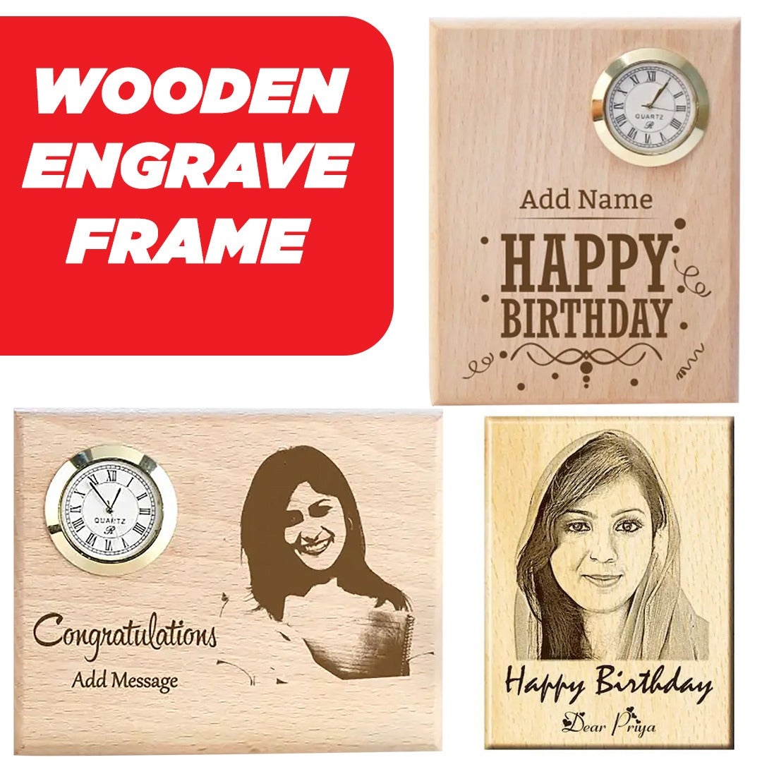 Engrave Wooden Picture Name And Clock Frame