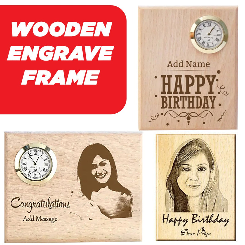 Engrave Wooden Picture Name And Clock Frame