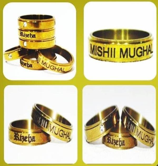 Engrave Name Ring In Golden Color For Women's
