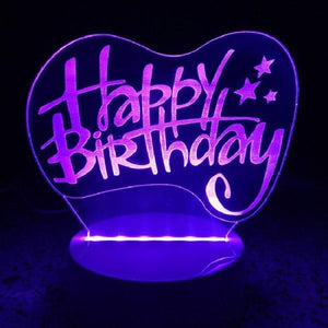 Romantic personalized Heart Shape Happy Birthday Gift Lamp
