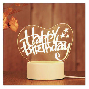 Romantic personalized Heart Shape Happy Birthday Gift Lamp