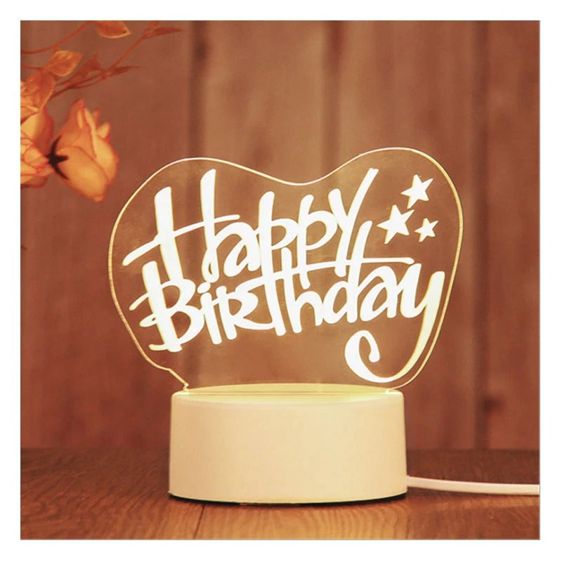Romantic personalized Heart Shape Happy Birthday Gift Lamp