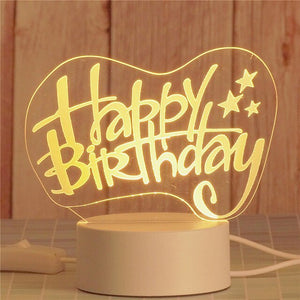 Romantic personalized Heart Shape Happy Birthday Gift Lamp