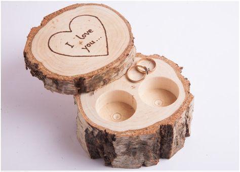 Personalized Wooden Ring Box, Customized Wedding Wooden Ring Box