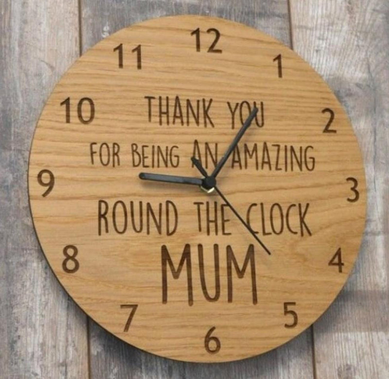Wood Wall Clock Round Shape Wooden Colour, Non-Ticking, Battery Operated