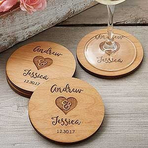 Customized Wooden Coaster, Coasters, Tea, Coffee, Name, Text Solid Beach Wood Coasters - Round