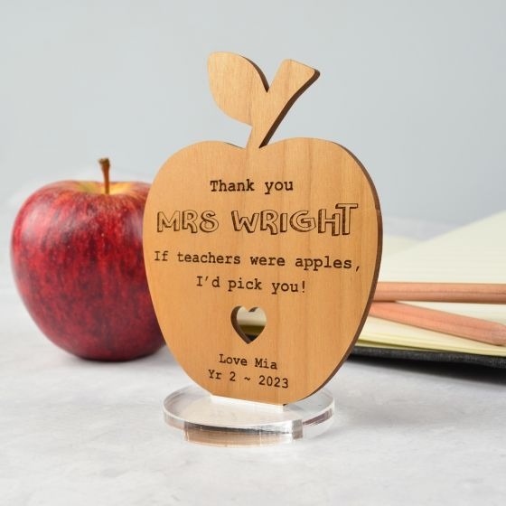 Personalized Engraved Wooden Apple Ornament
