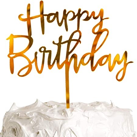 Customized Cake Topper In Acrylic Material With Gold Foil
