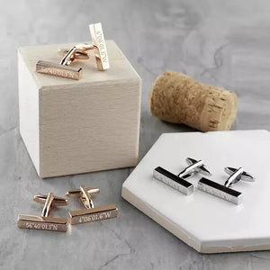 Customized Name Bar Cufflinks (Design Your Own )