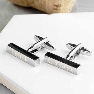 Customized Name Bar Cufflinks (Design Your Own )