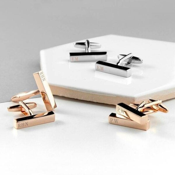 Customized Name Bar Cufflinks (Design Your Own )