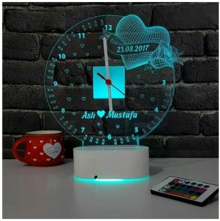 Personalized LED Gift Night Lamp - With Clock