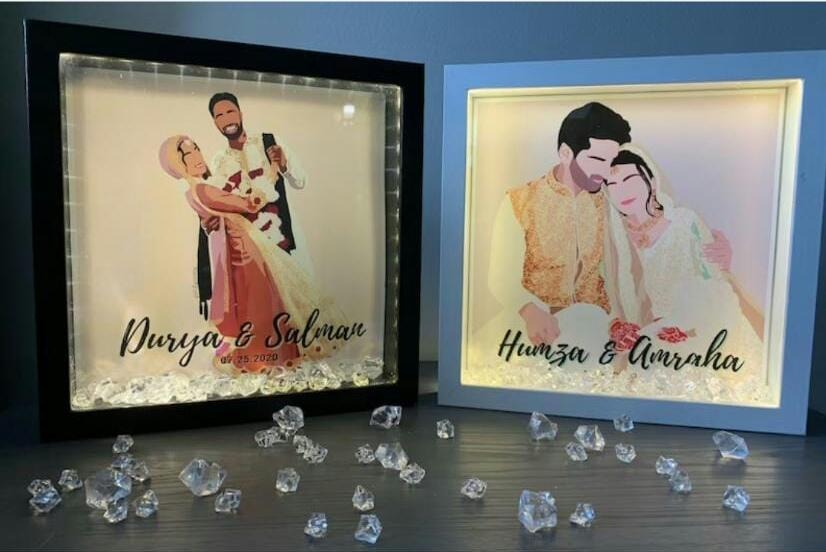 Custom Picture Illustrated LED Photo Frame With Crystal's