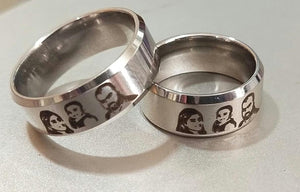Personalized Photo Engraved Ring With Name (Stainless Steel)