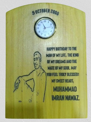 Customized Picture And Name Engraved Wooden Clock Table Frame (5x7)