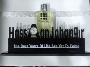 Customized Name Table Clock With Perfume - Gift Box