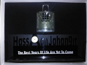 Customized Name Table Clock With Perfume - Gift Box