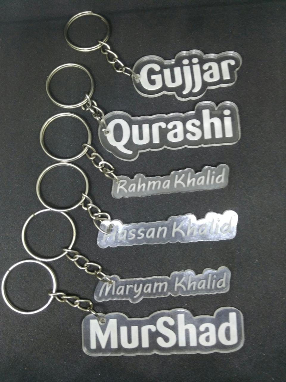 Custom Name Engraved Keychain - Transparent Acrylic Keychain