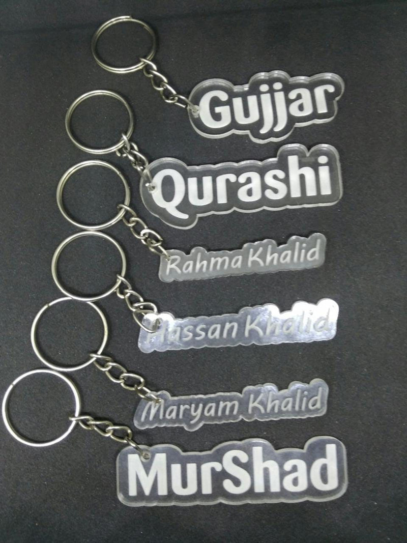 Custom Name Engraved Keychain - Transparent Acrylic Keychain