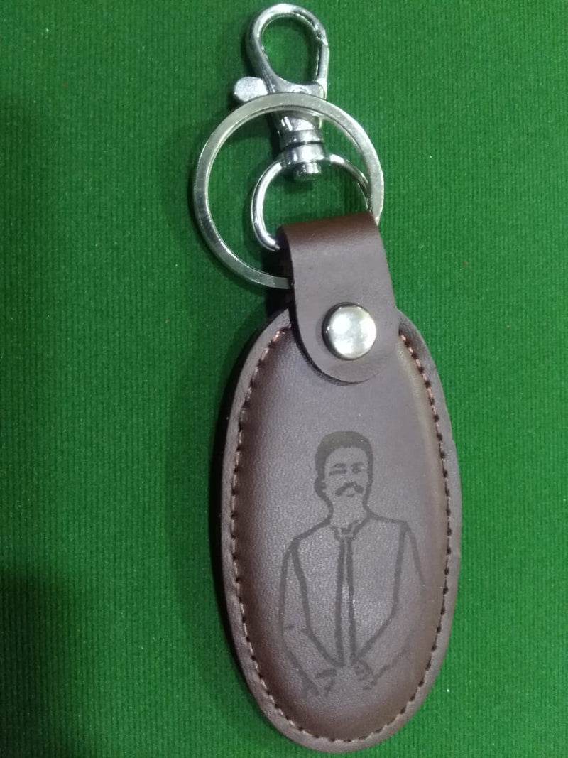 Personalized Leather Keychain - In Brown