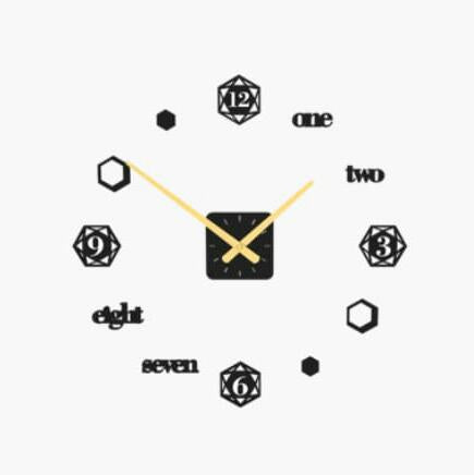 Hexagon Numbers DIY 3D Wall Clock