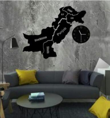 Map Of Pakistan DIY 3D Acrylic Wall Art With Clock