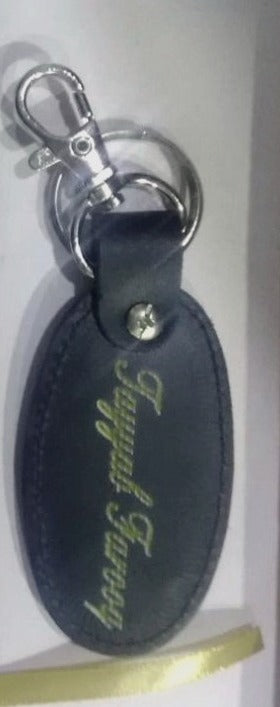 Personalized Leather Keychain – In Black