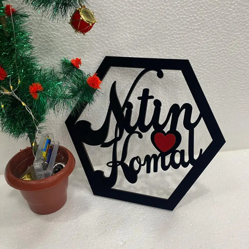 Personalized Name Acrylic Hexagon Wall Art | Hexagon Wall Decor