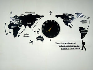 World Map DIY 3D Acrylic Wall Art With Clock