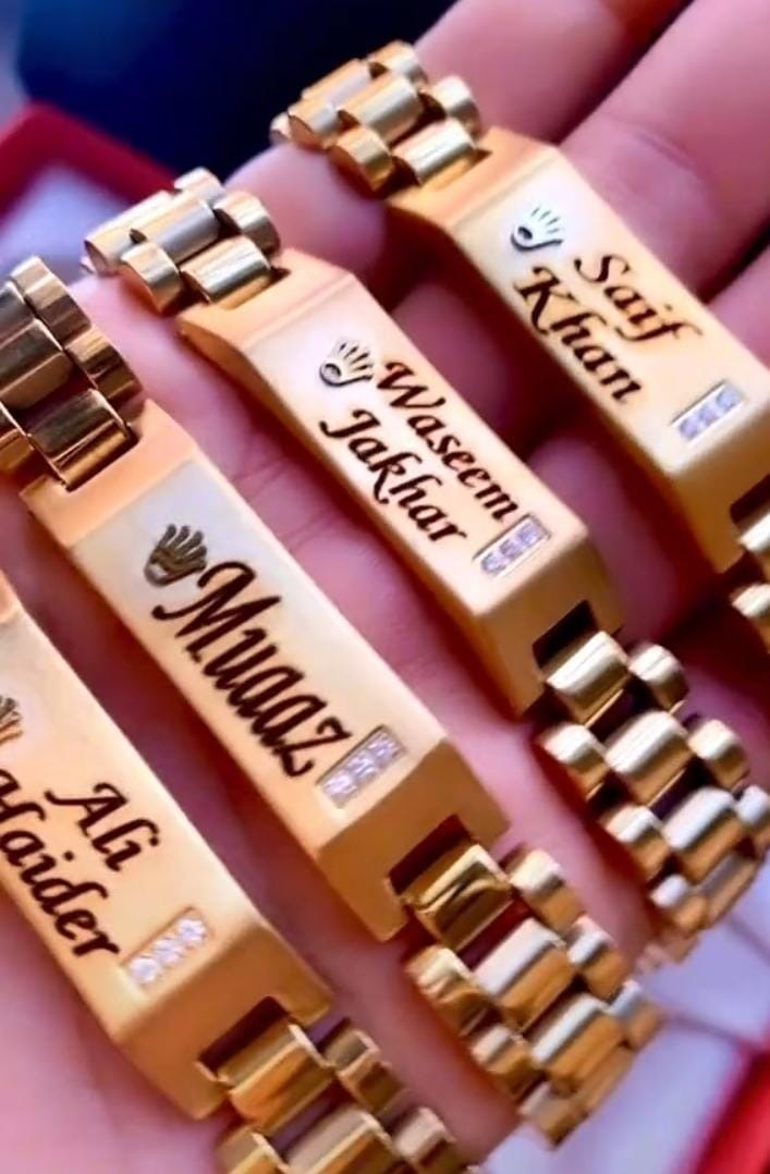 Design Your Own Name Engraved Good Quality Rolex Bracelet - Gold