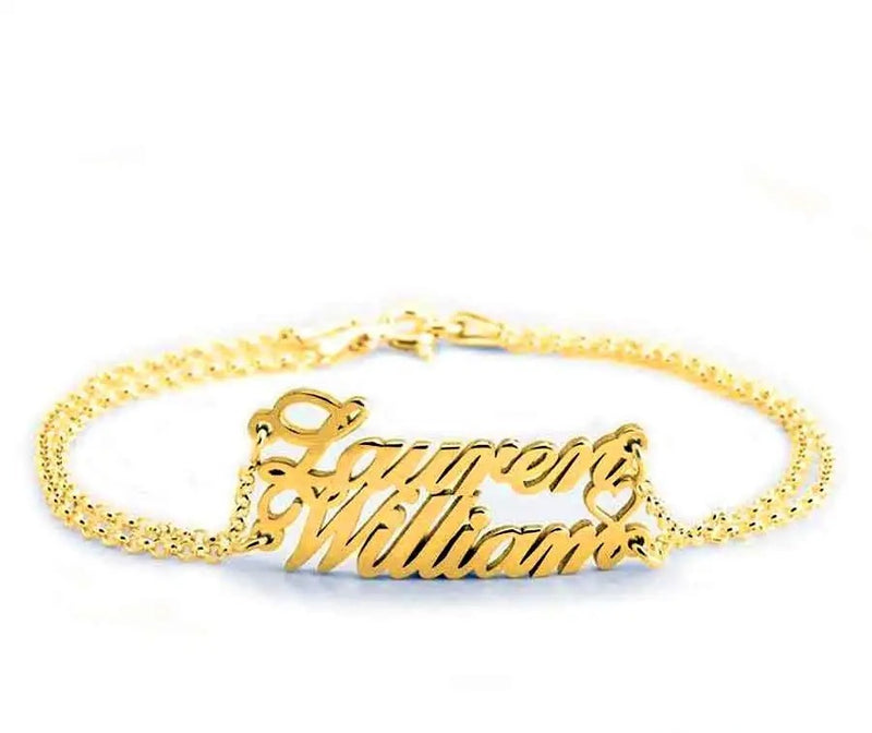 Personalized Your Own Double Name Bracelet - In Chain