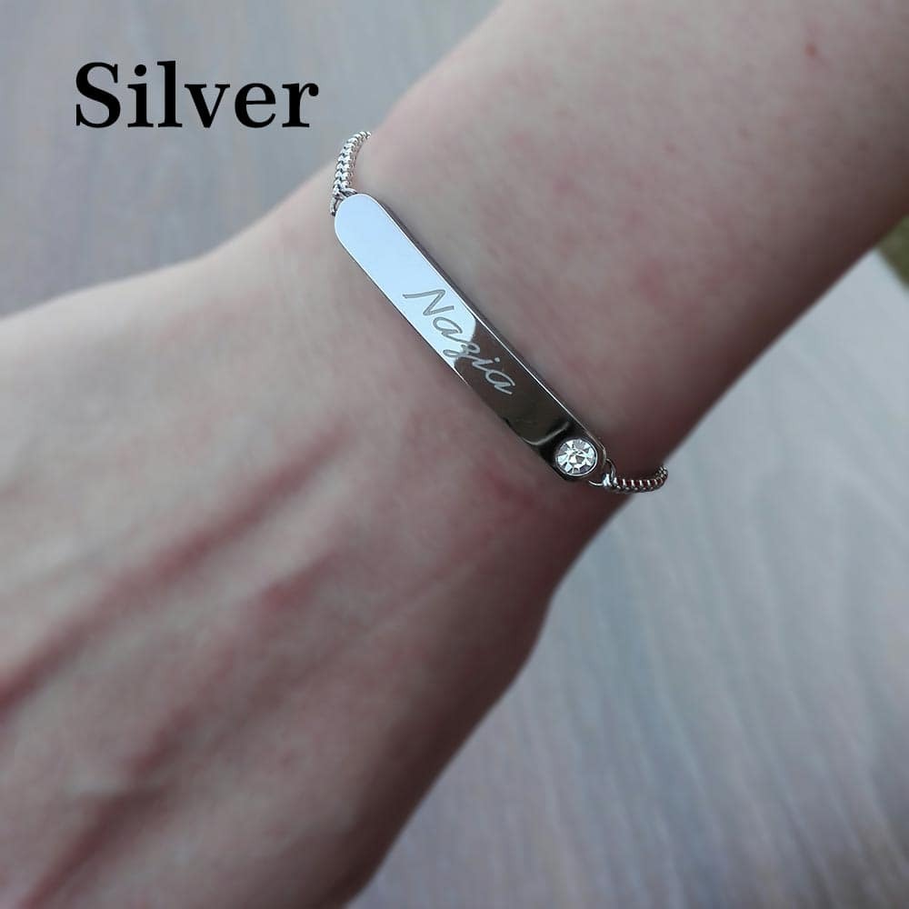 Personalized Your Own Bar Name Bracelet - Silver