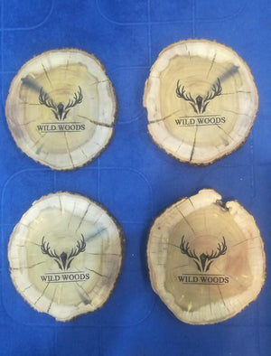 Customized Picture Name Text Laser Engraved Coasters Round Shape