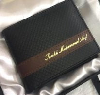 Customized Name Engraved Wallet With Gift Box - Jet Black