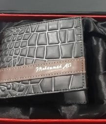 Customized Name Engraved Wallet With Gift Box - Black