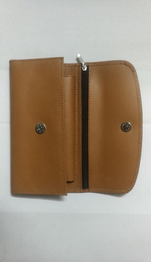 Picture And Name Long Wallet 3 Folded - With Gift Box – In Camel Color