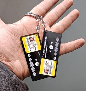 Customized Double Sided Engraved or UV Color Printed Black Acrylic Keychain - 4MM