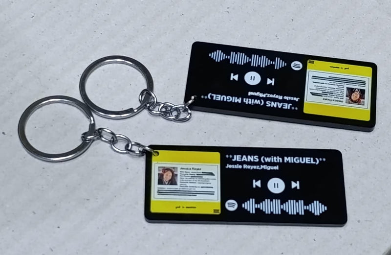 Customized Double Sided Engraved or UV Color Printed Black Acrylic Keychain - 4MM