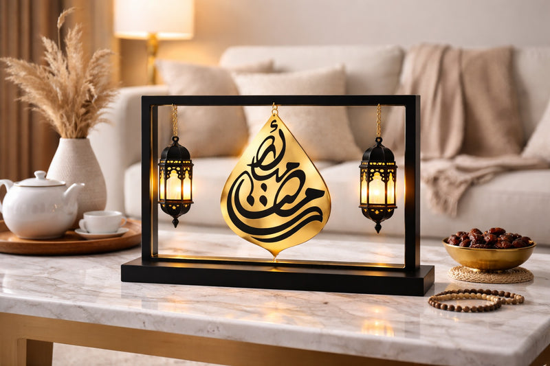 Customized Solid Wood & Acrylic UV Printed LED Table Frame - 14x12 Inches