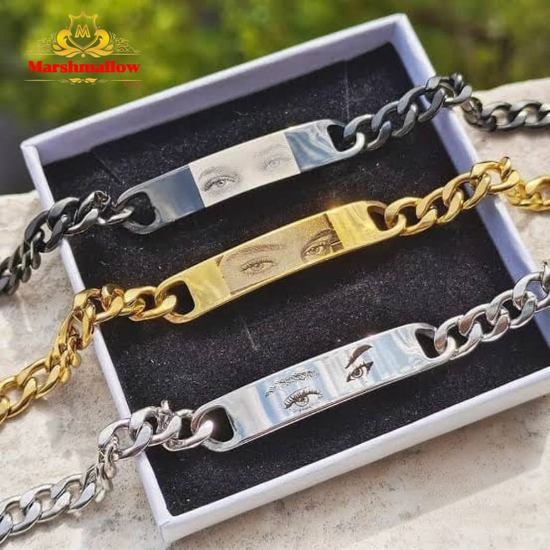 Customized Picture Engraved Bracelet - Silver