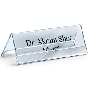 Customized Transparent Acrylic Double-Sided Table Name Plate