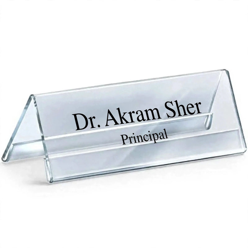 Customized Transparent Acrylic Double-Sided Table Name Plate