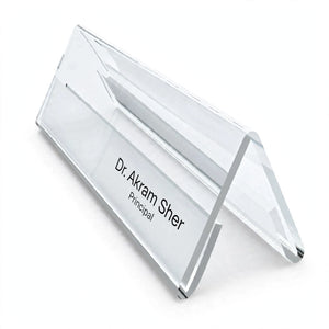 Customized Transparent Acrylic Double-Sided Table Name Plate