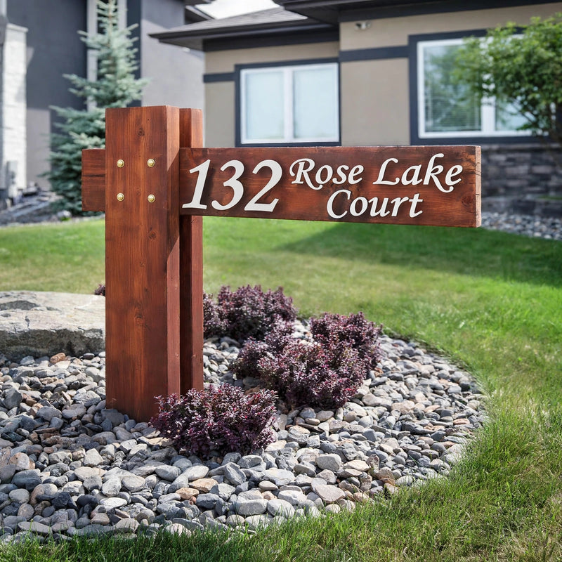Personalized Solid Wooden Outdoor Name Plate with Wood Stand – Custom | Pakistan